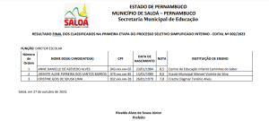 Resultado Final da Primeira Etapa do Processo Seletivo Interno para Gestores Escolares – Edital Nº 002/2023!